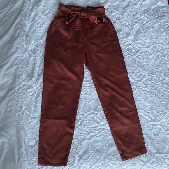 ABERCROMBIE TERRA COTTA SATIN PAPERBAG PANTS - Picture 3 of 3